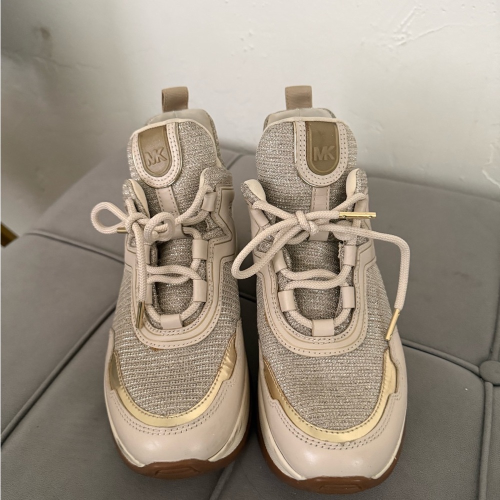 Michael Kors Kids Gold and Beige Sneakers